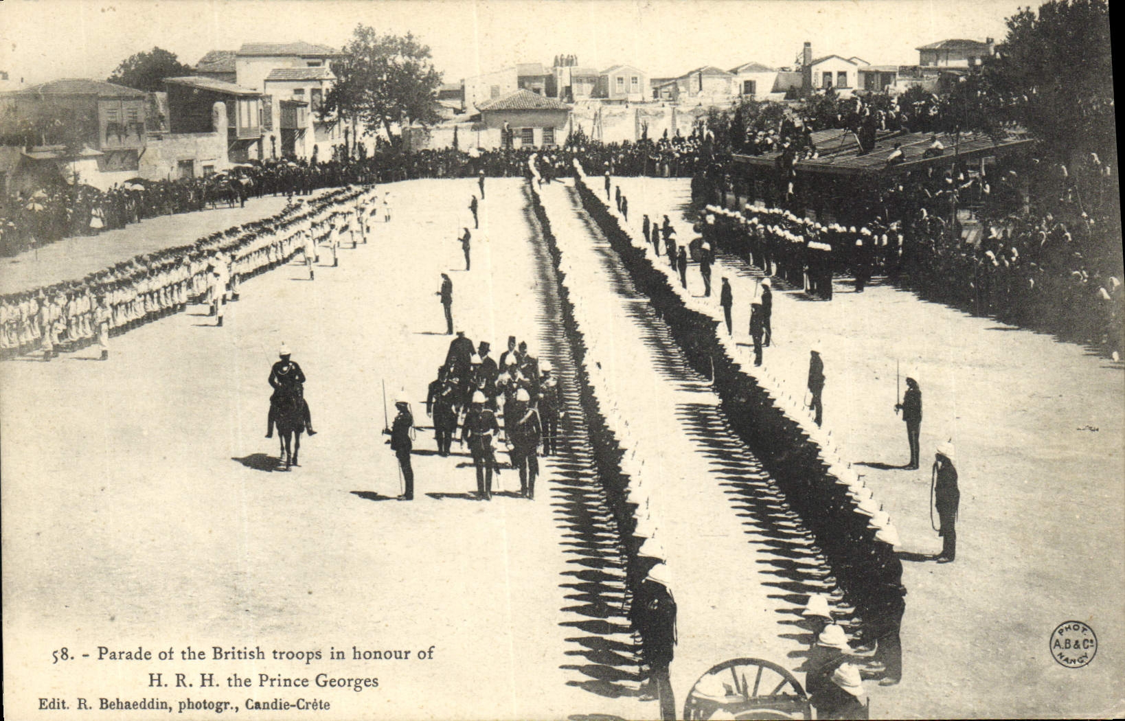 CPA Militaria Parade of the British troops in honour of HRH the prince Georges Crete 