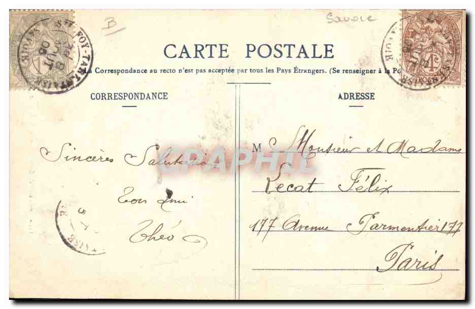 CPA Folklore Costumes de Savoie Bourg St Maurice  — Verso