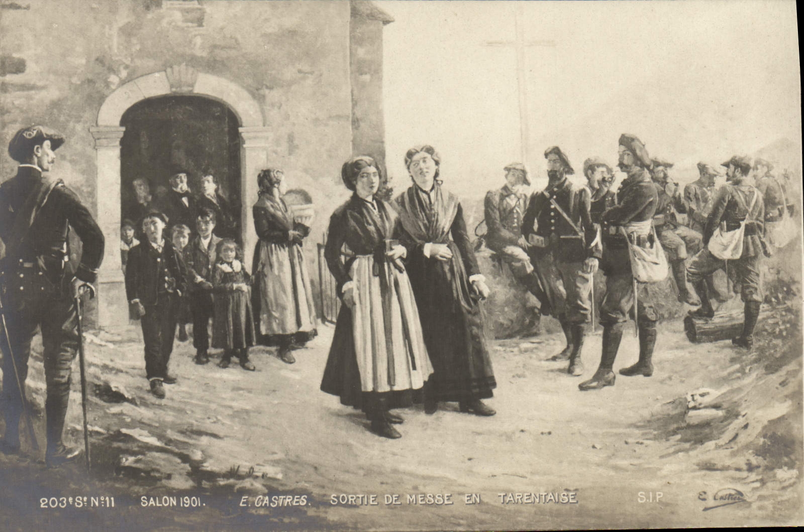 CPA Folklore Salon 1901 Castres Sortie de messe en Tarentaise