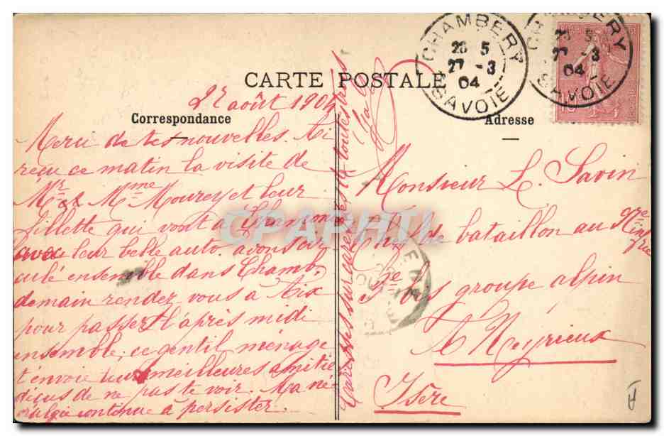 CPA Folklore Costumes de Savoie Arves — Verso