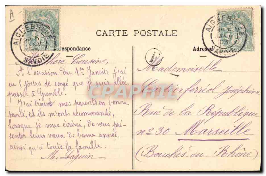 CPA Folklore Costumes de Savoie Arves — Verso