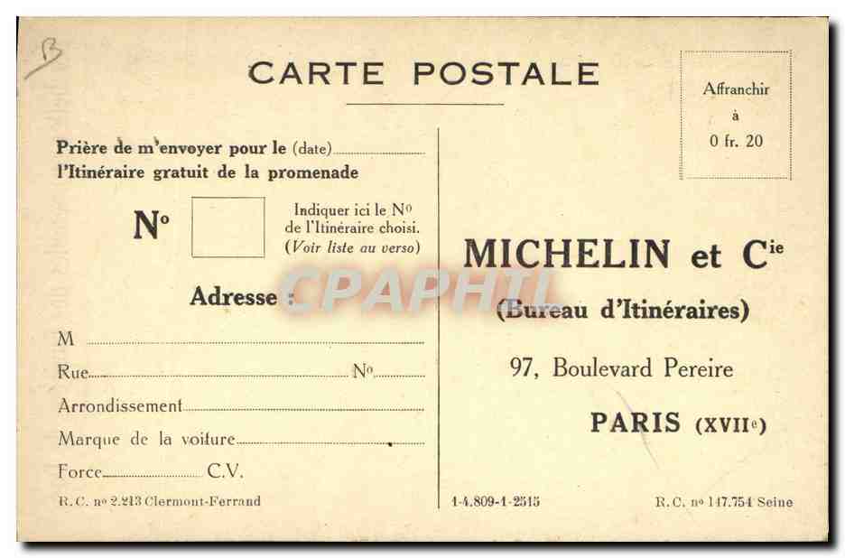 Les belles promenades des Environs de Paris — Itinéraires — Michelin et Cie — Verso
