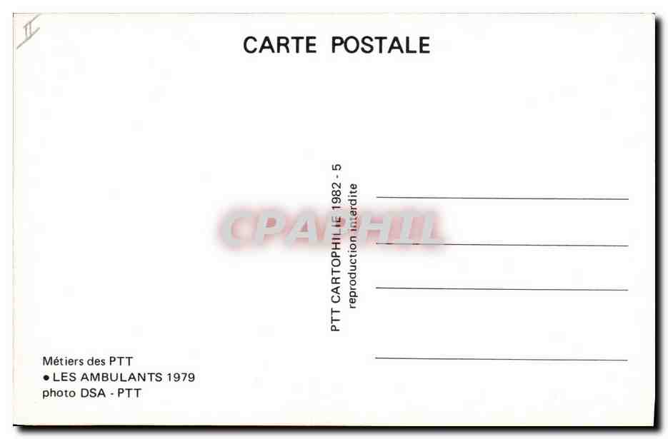 CPM Les ambulants Paris a Strasbourg TRi des chargements 1979 PTT — Rückseite