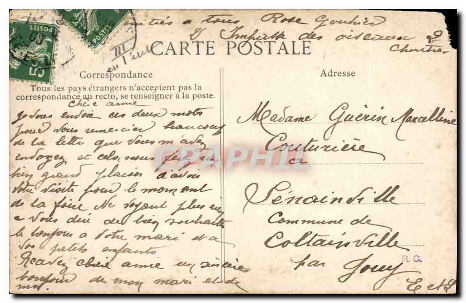 CPA Les timbres et leur langage Semeuse — Verso