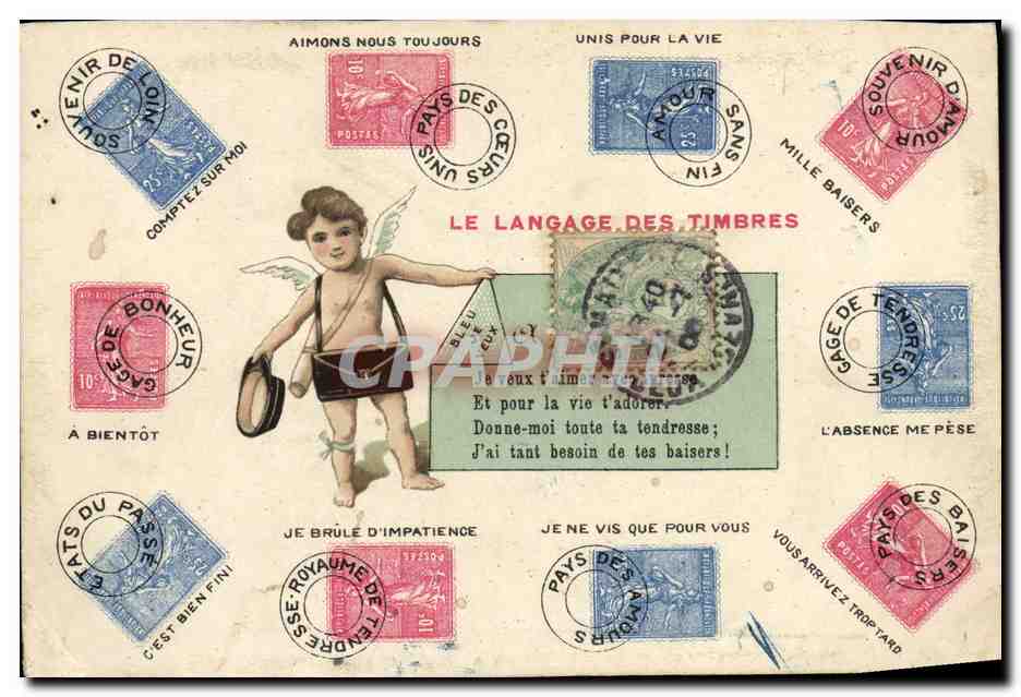 CPA Le langage des timbres Semeuse