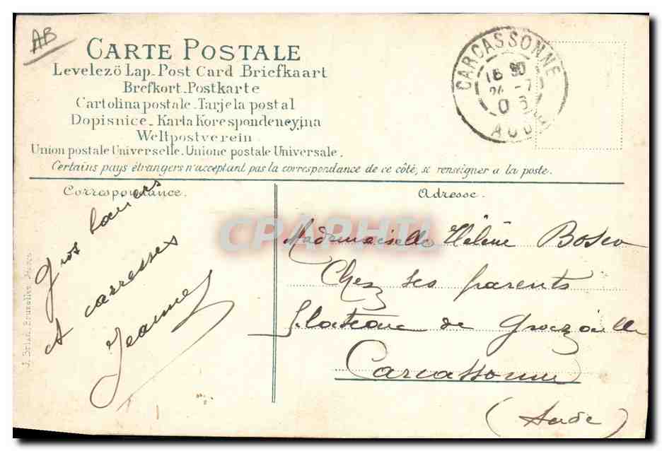 CPA Le langage des timbres Semeuse — Rückseite