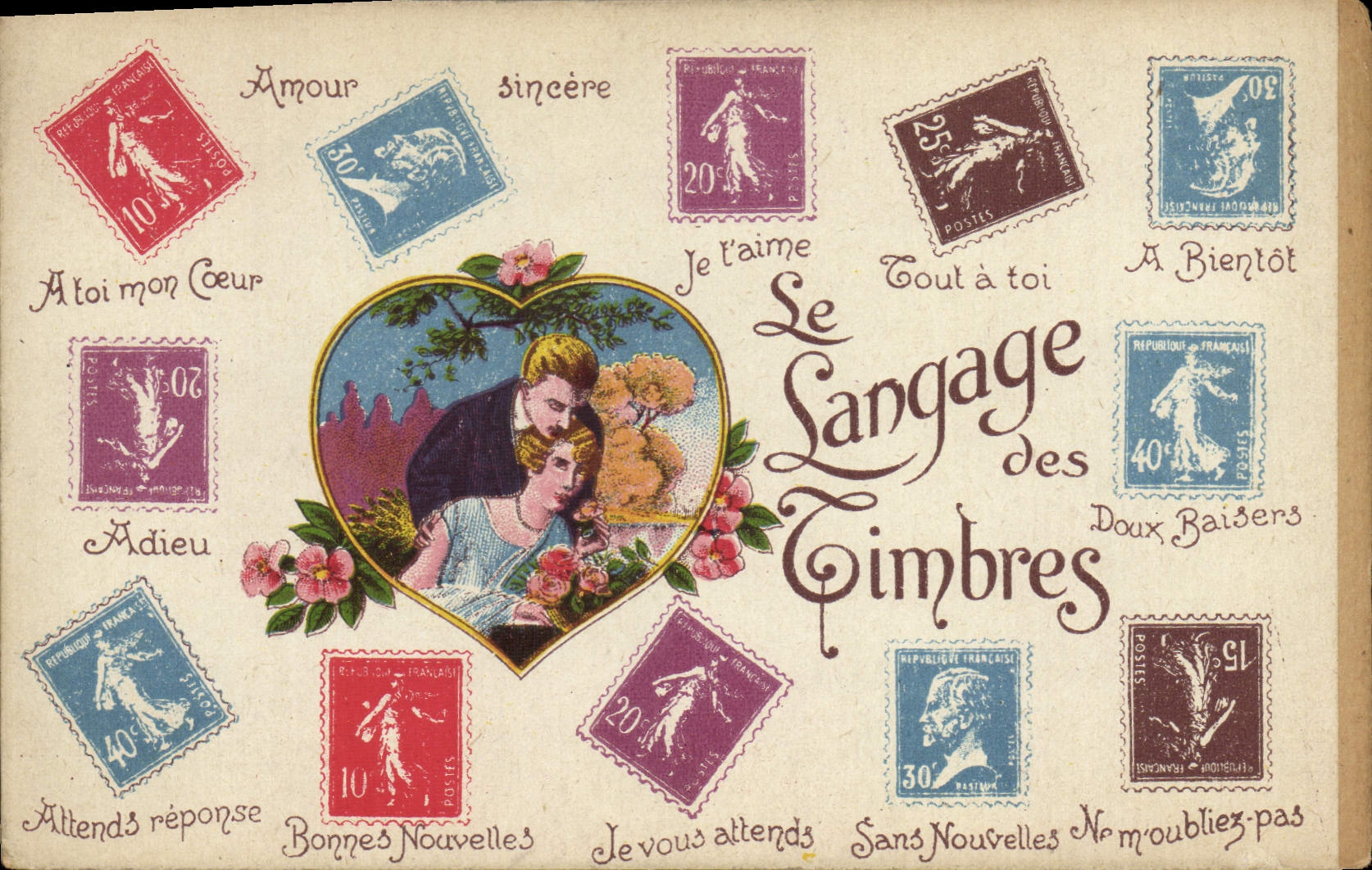 CPA Le langage des timbres Semeuse 