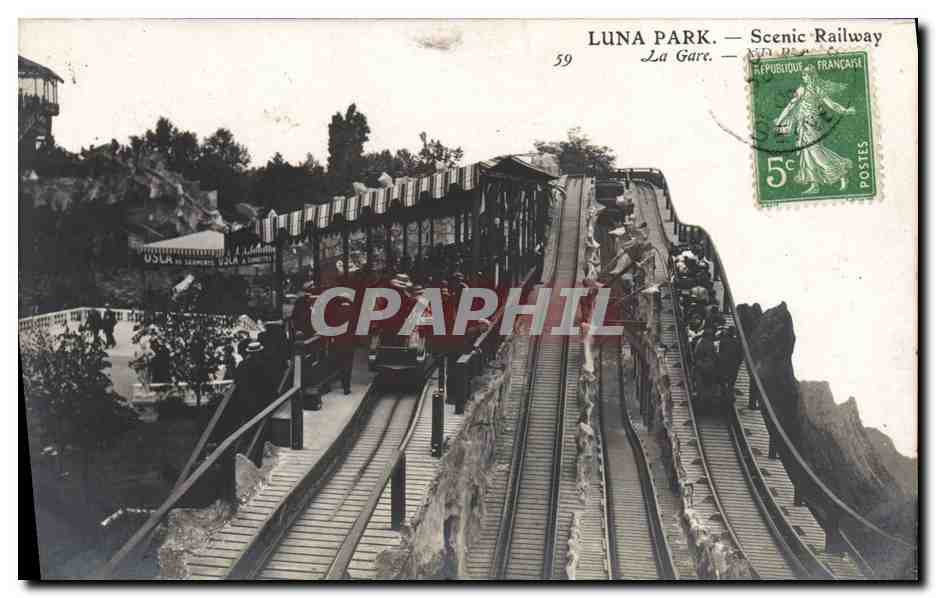 Luna Park — Scenic Railway — La Gare — éditeur CPAPHIL, n°59