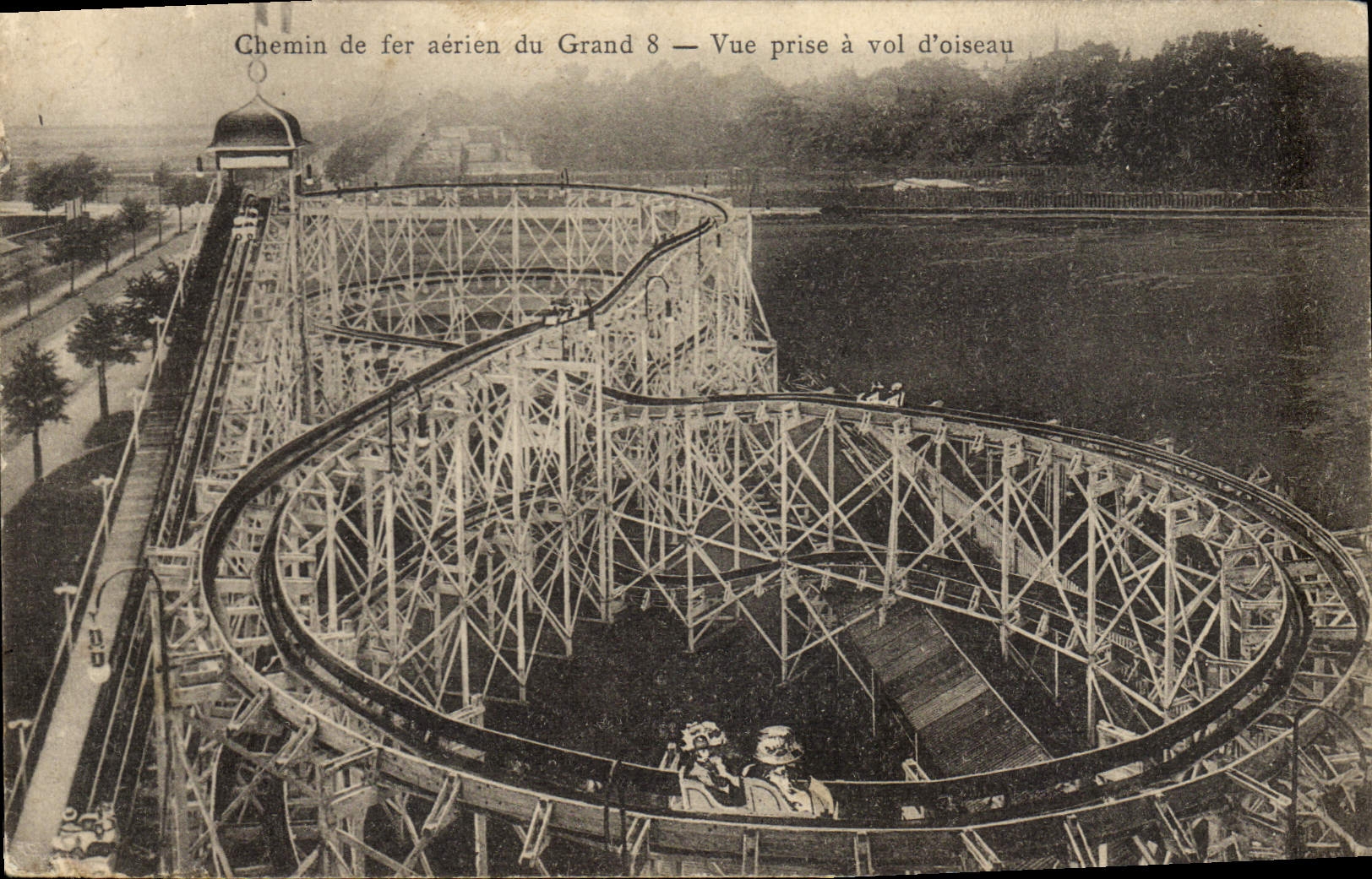 Chemin de fer aérien du Grand 8 — Vue prise à vol d’oiseau — CPAPHIL