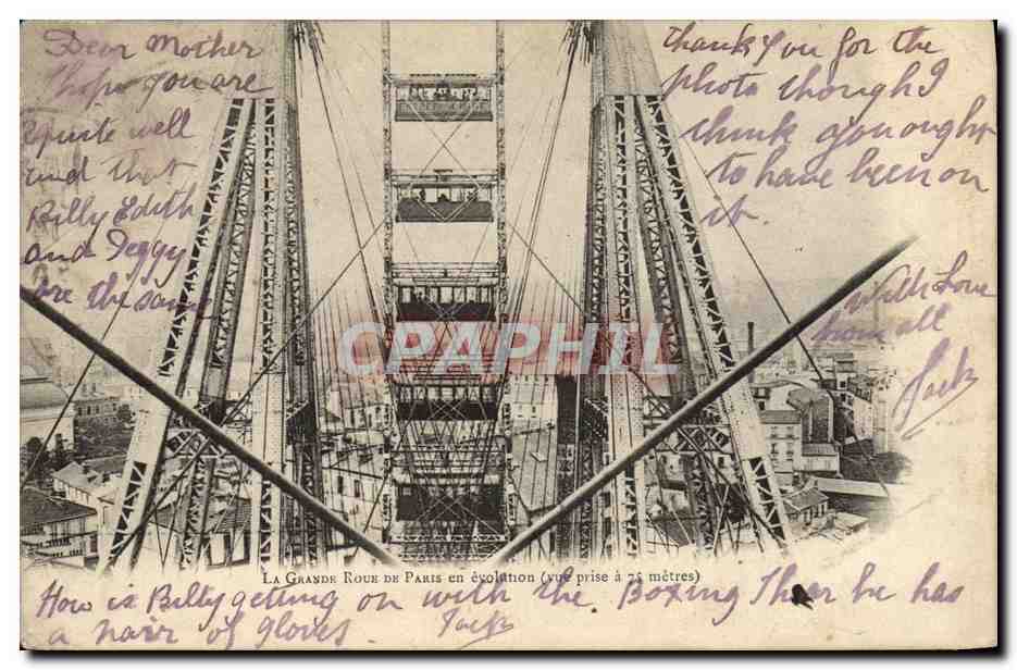 La Grande Roue de Paris en évolution — vue prise à 75 mètres — éditeur non identifié