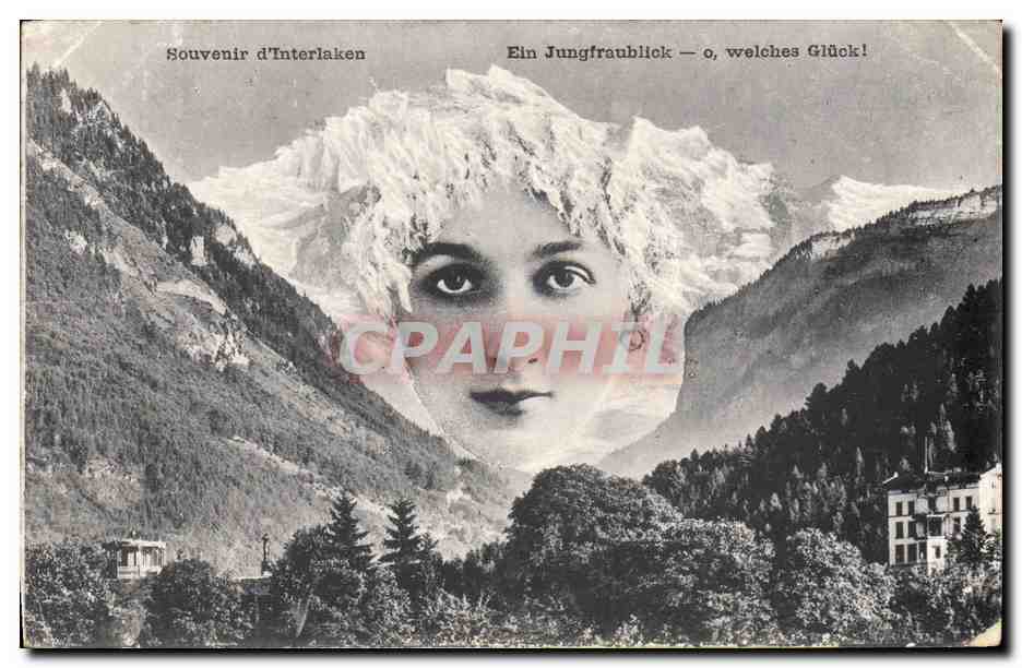 Interlaken — Vue de montagne avec superposition de visage — éditeur non visible