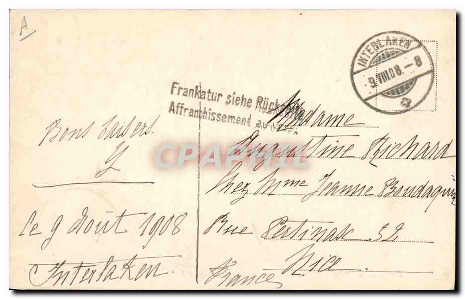 La jeune fille — légende alpine — édition Hinterblaken, n°608 — Verso