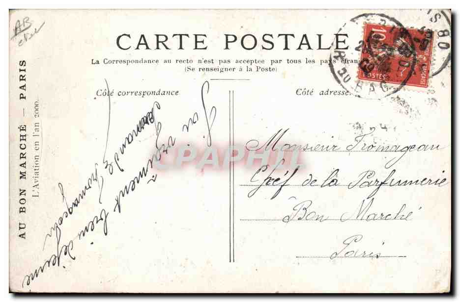 Aéro-Taxi en l'an 2000 — Au Bon Marché — Éditeur L. M. (L. M.) — Verso