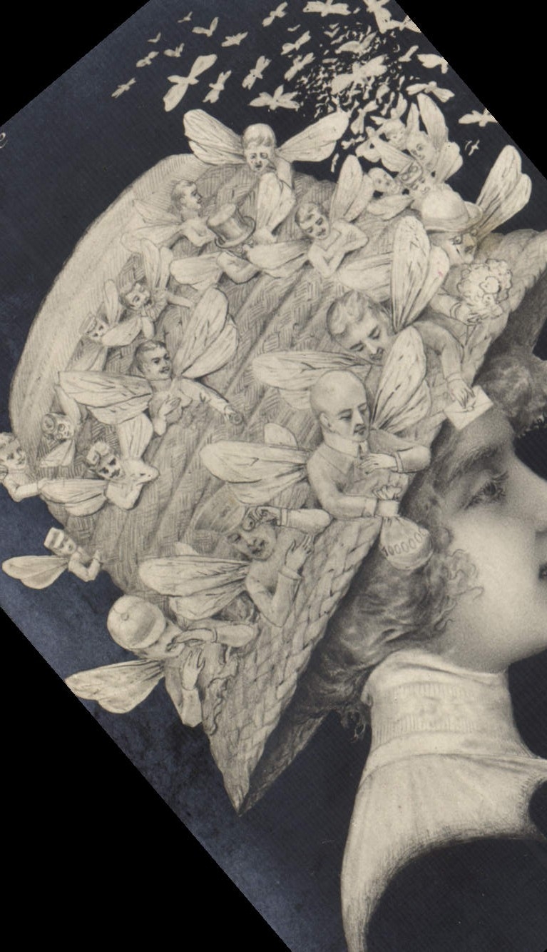 CPA Fantaisie Surrealisme Reve d'une image Papillons