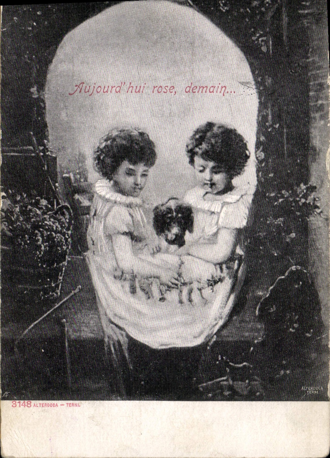 CPA Fantaisie Surrealisme Crane Enfants