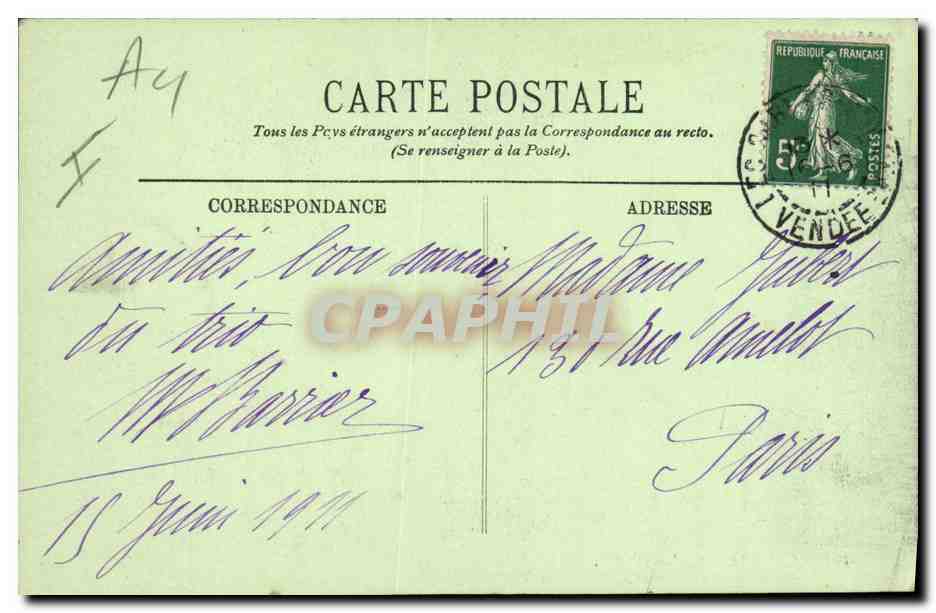 Les Sables d'Olonne — Bateau de Pêche dans le Port — LL. n° 179 — Verso