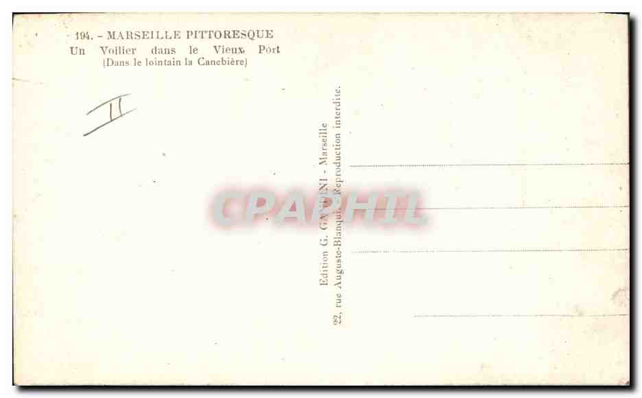 Un Voilier dans le Vieux Port — Marseille — Édition G. Gravoin — Reverso