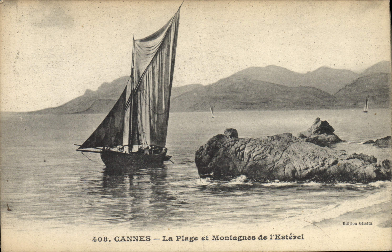 CANNES — La Plage et Montagnes de l'Estérel — Edition Giletta n°408
