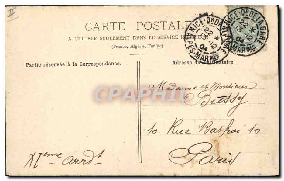 Cannes — La Plage et le Mont Chevalier — J. Brun, n°2 — Verso