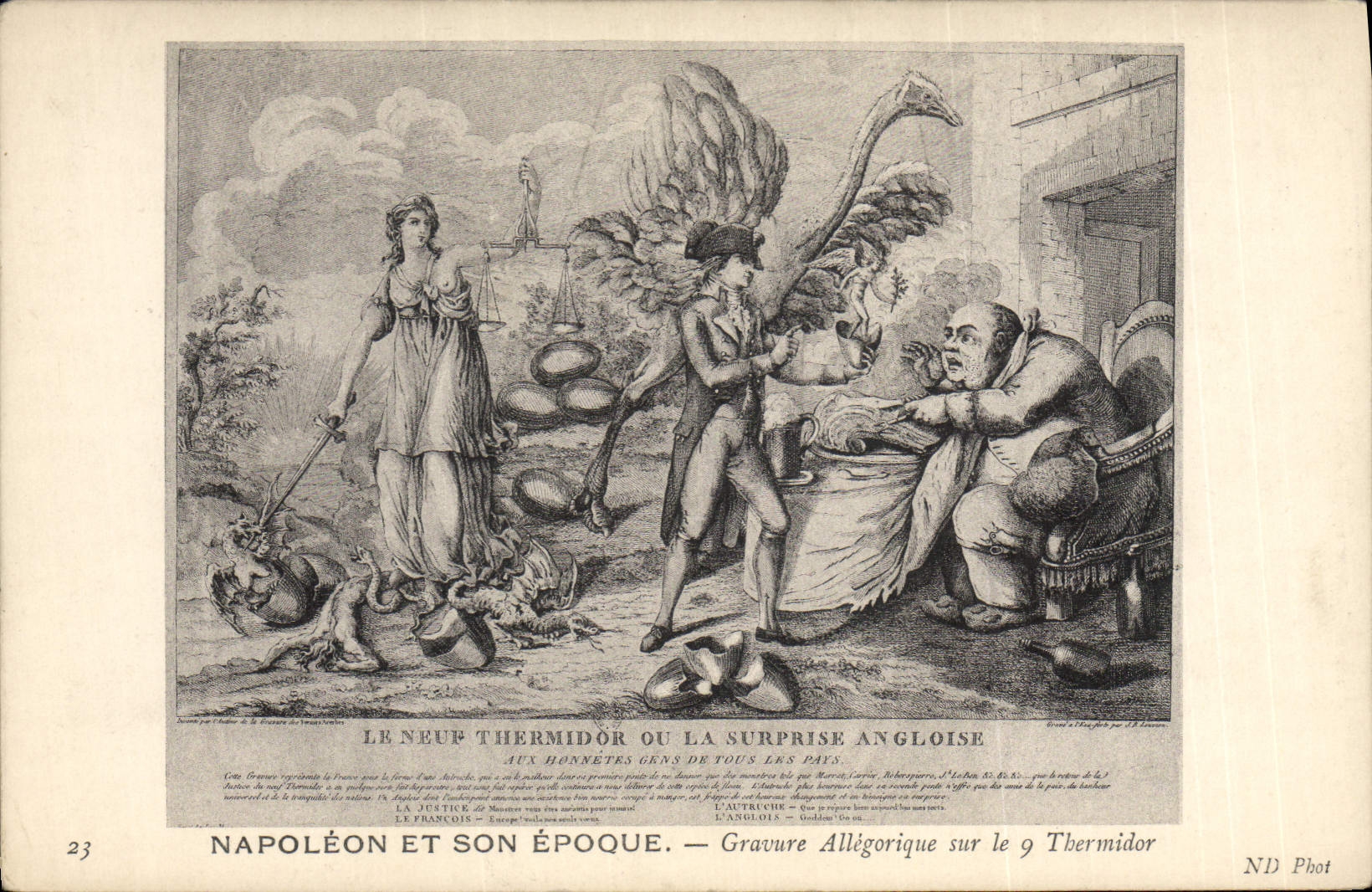 CPA Histoire Napoleon 1er Gravure allegorique Autruche