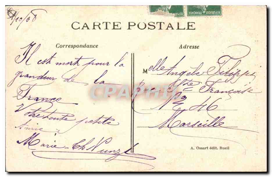 CPA Histoire Mort de Napoleon 1er a Ste Helene en 1821 — Rückseite