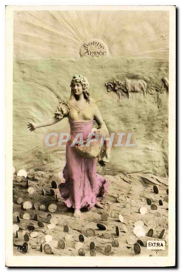 CPA Monnaies Femme Monnaie Charrue Boeufs