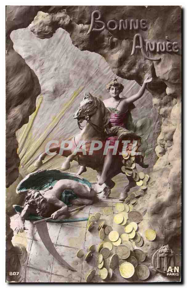 CPA Monnaies Femme Monnaie Bonne annee