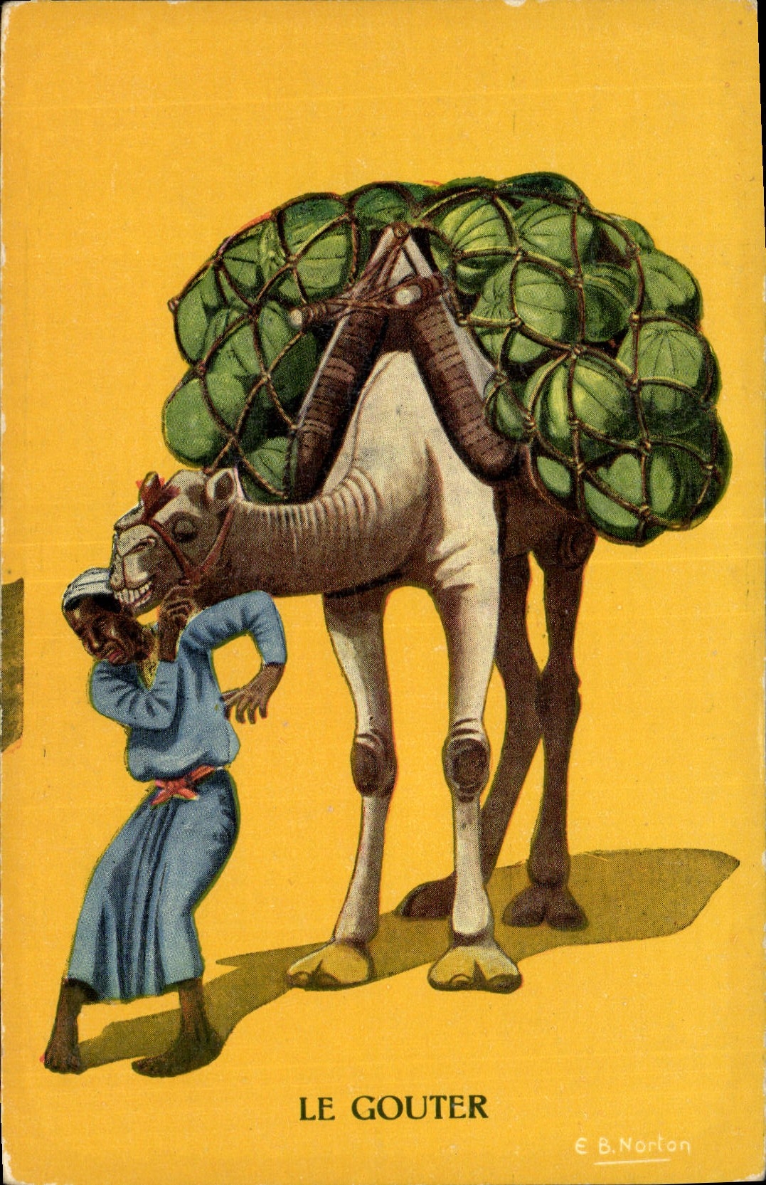 CPA Fantaisie Afrique du Nord Illustrateur Le gouter Chameau 