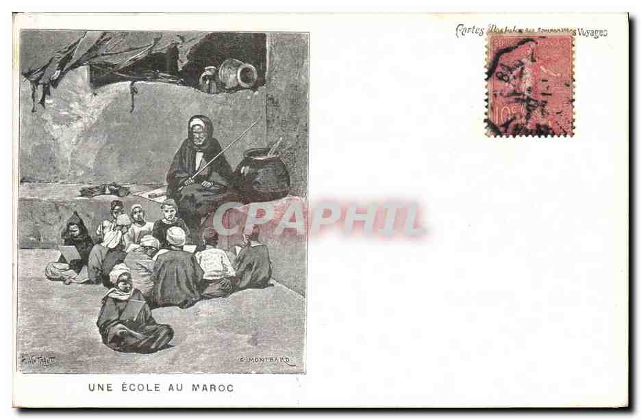 Une école au Maroc — Éditeur G. Montrard, série 'Cartes Postales des Souvenirs Voyages'