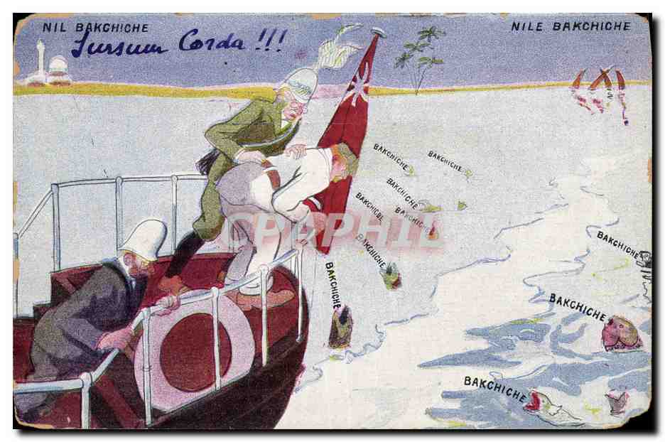 CPA Fantaisie Afrique du Nord Illustrateur Nil Bakchiche Egypt Egypte 