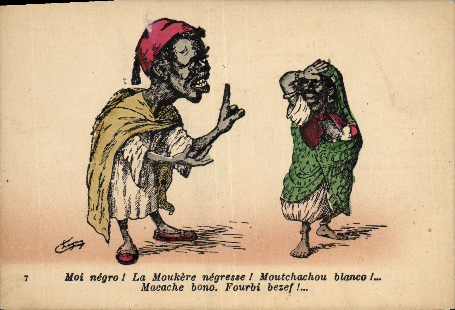 CPA Fantaisie Afrique du Nord Illustrateur Moi negro Moukere negresse 