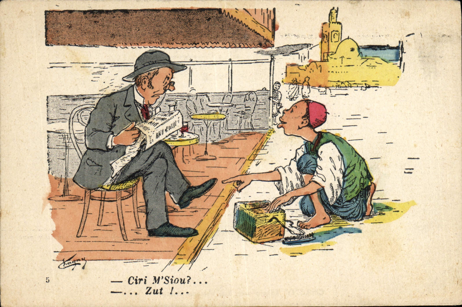 CPA Fantaisie Afrique du Nord Illustrateur Ciri Msiou Cireur de chaussures 