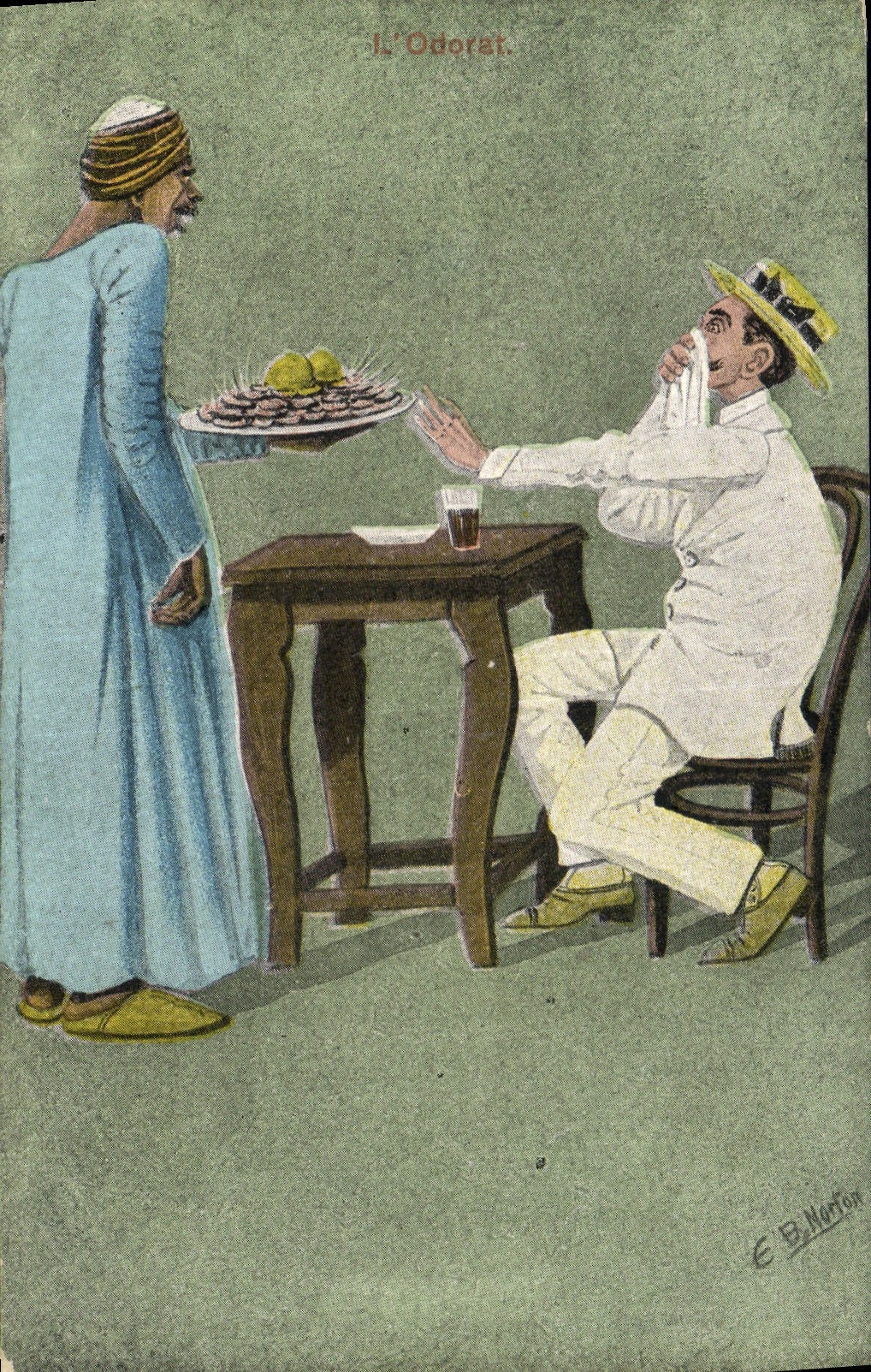 CPA Fantaisie Afrique du Nord Illustrateur L'odorat