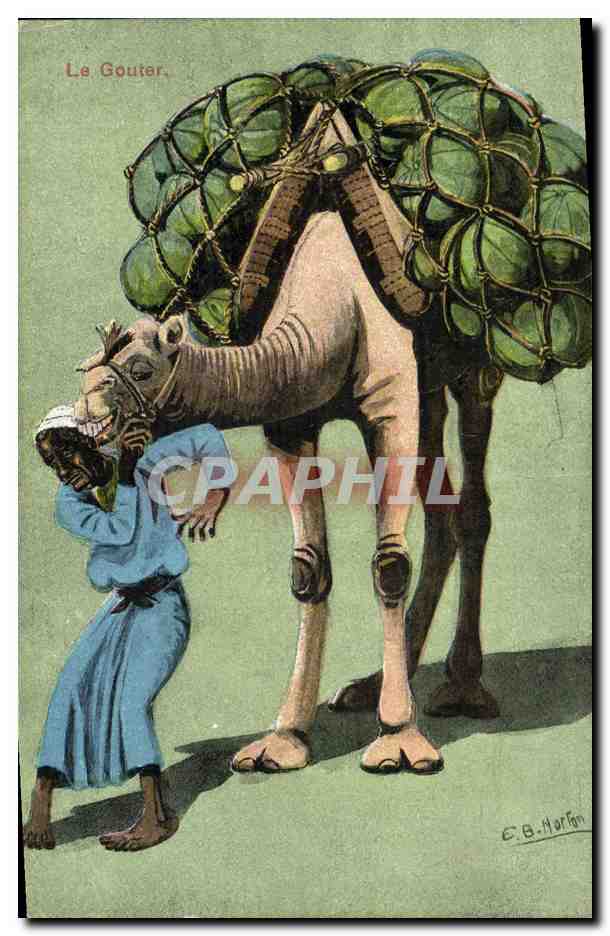 CPA Fantaisie Afrique du Nord Illustrateur Le gouter Chameau