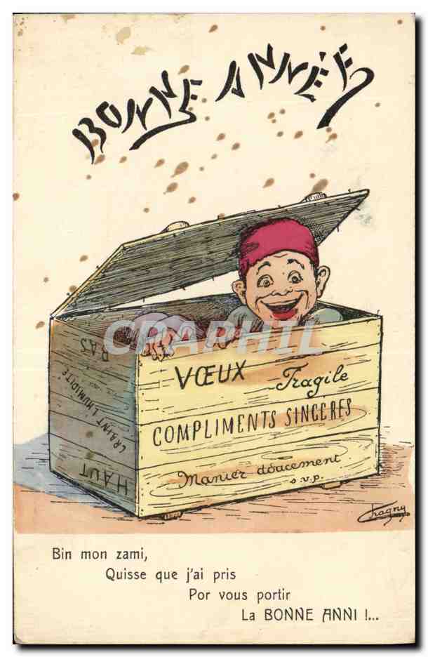 CPA Fantaisie Afrique du Nord Illustrateur Bonne annee