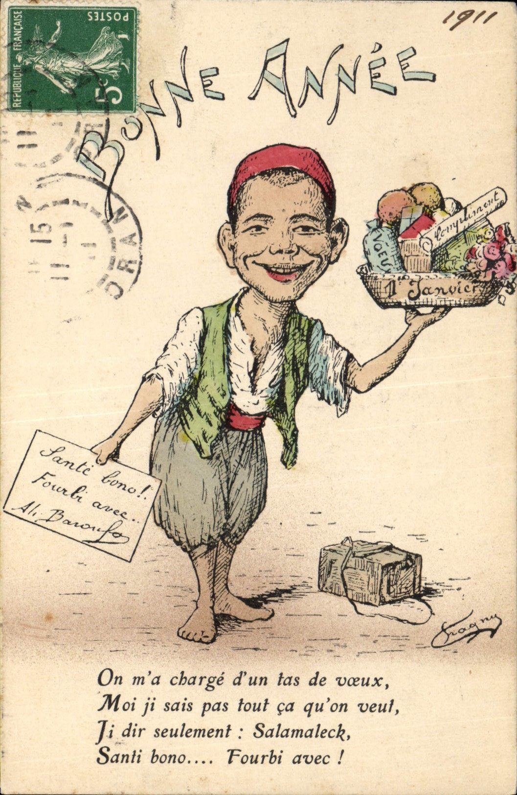 CPA Fantaisie Afrique du Nord Illustrateur Bonen annee