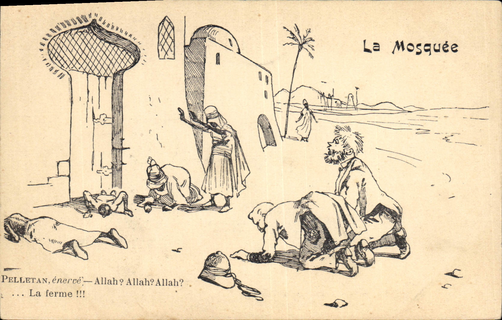 CPA Fantaisie Afrique du Nord Illustrateur La mosquee