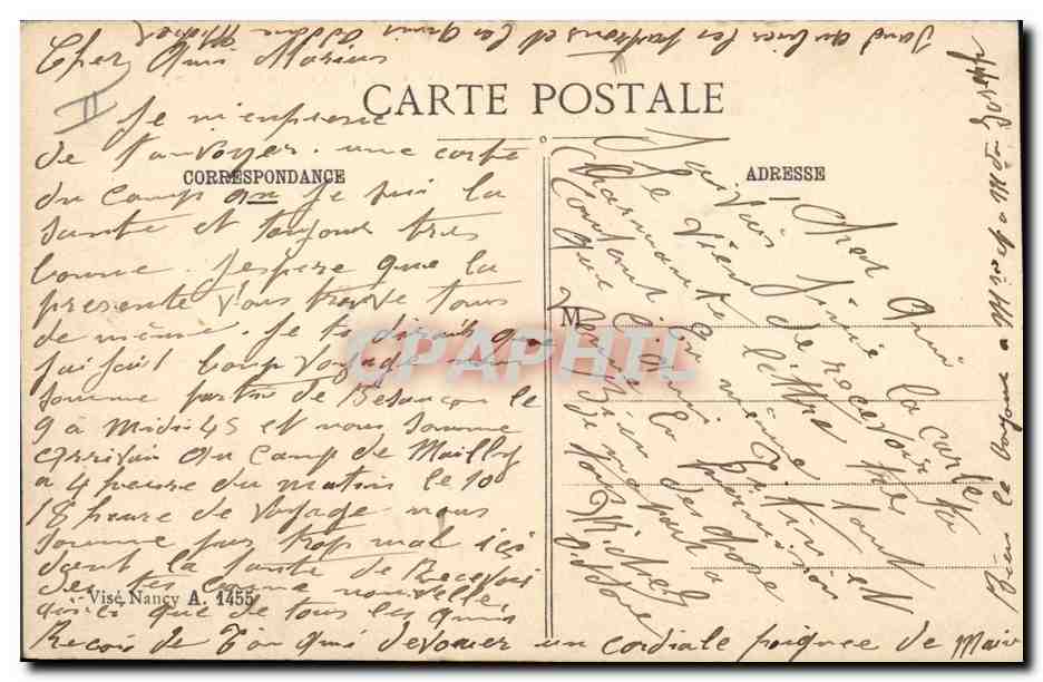CPA Militaria Au camp Le general passe l'inspection du camp  — Rückseite