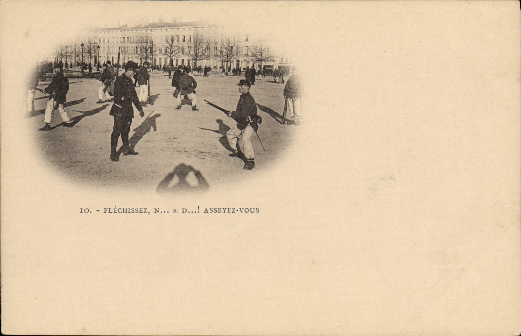 Soldats en exercice — jeu de fléchissez-vous — éditeur inconnu, n° de série non lisible