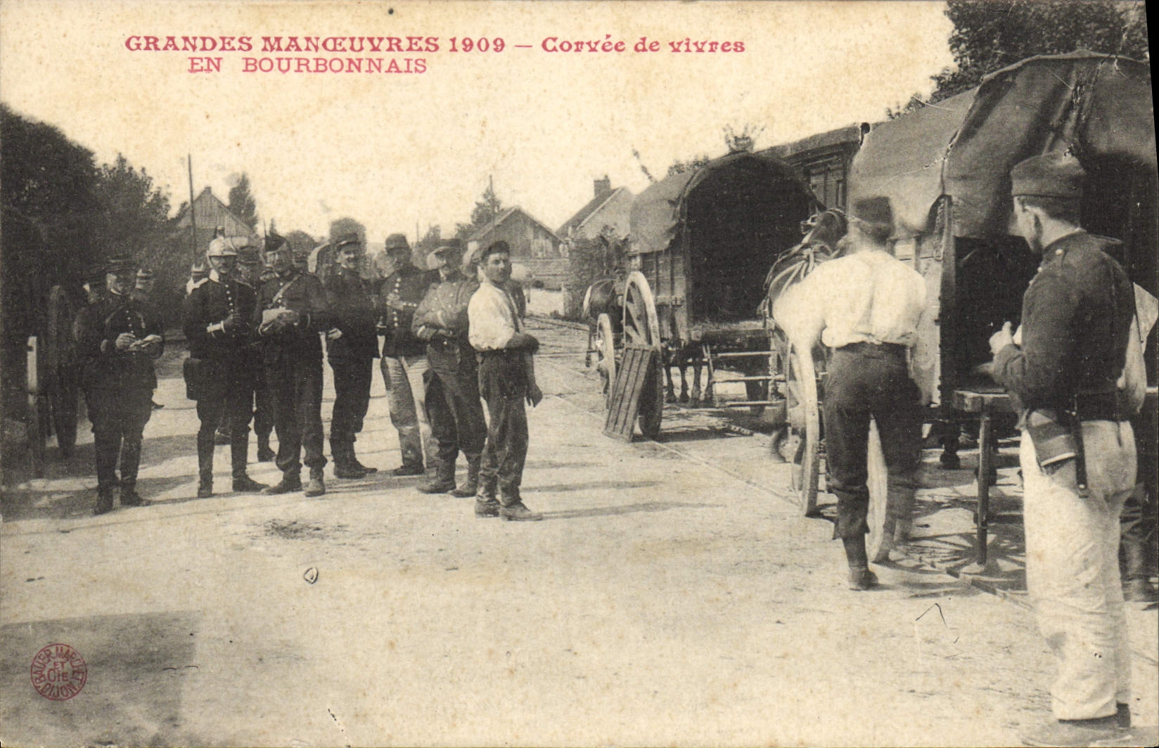 Grandes Manœuvres 1909 — Corvée de vivres en Bourbonnais