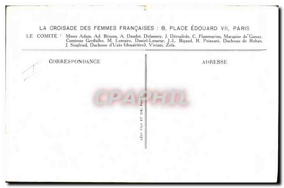 CPA Militaria La croisade des femmes francaises Place Edouard VII Paris  — Rückseite