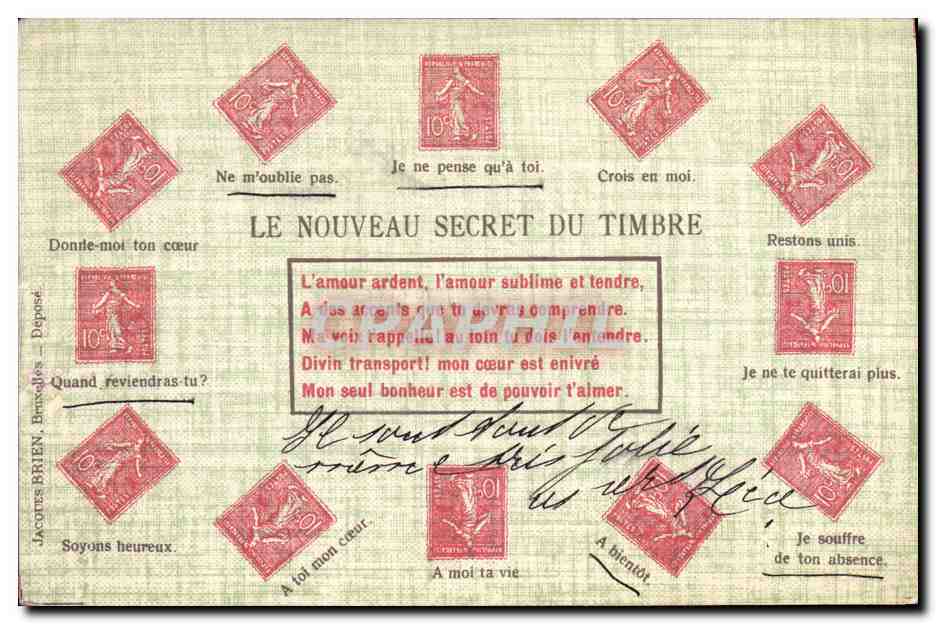 CPA Le nouveau secret du timbre Semeuse 10c Lignee