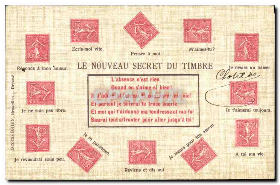 CPA Le nouveau secret du timbre Semeuse 10c Lignee