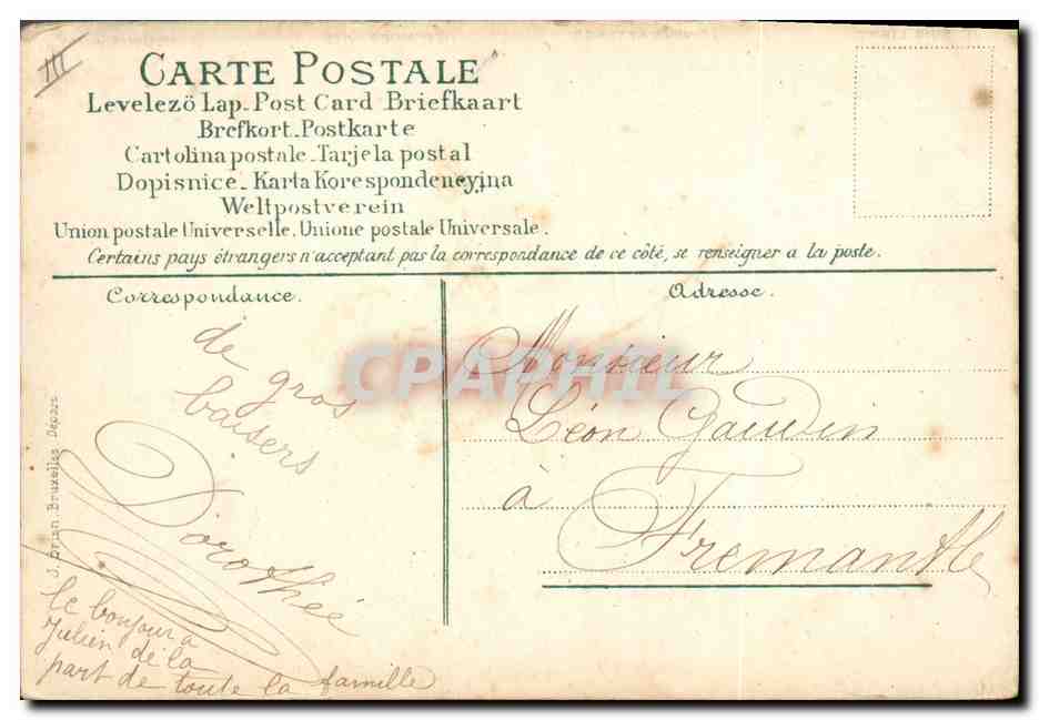 CPA Le langage des timbres Semeuse 10c 25c Ange — Rückseite