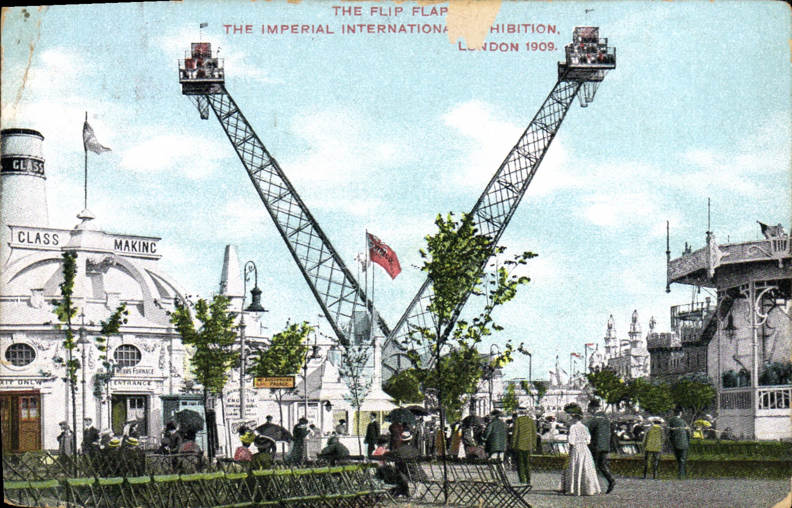 Antike Ansichtskarte Karussell Der Flip Flap Imperiale Internationale Ausstellung London 1909