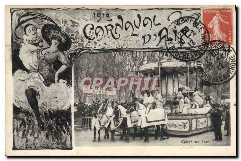 Café Glacier Restaurant — Carnaval de Paris 1912 — T. Olive, 10 Quai du Canal, Paris
