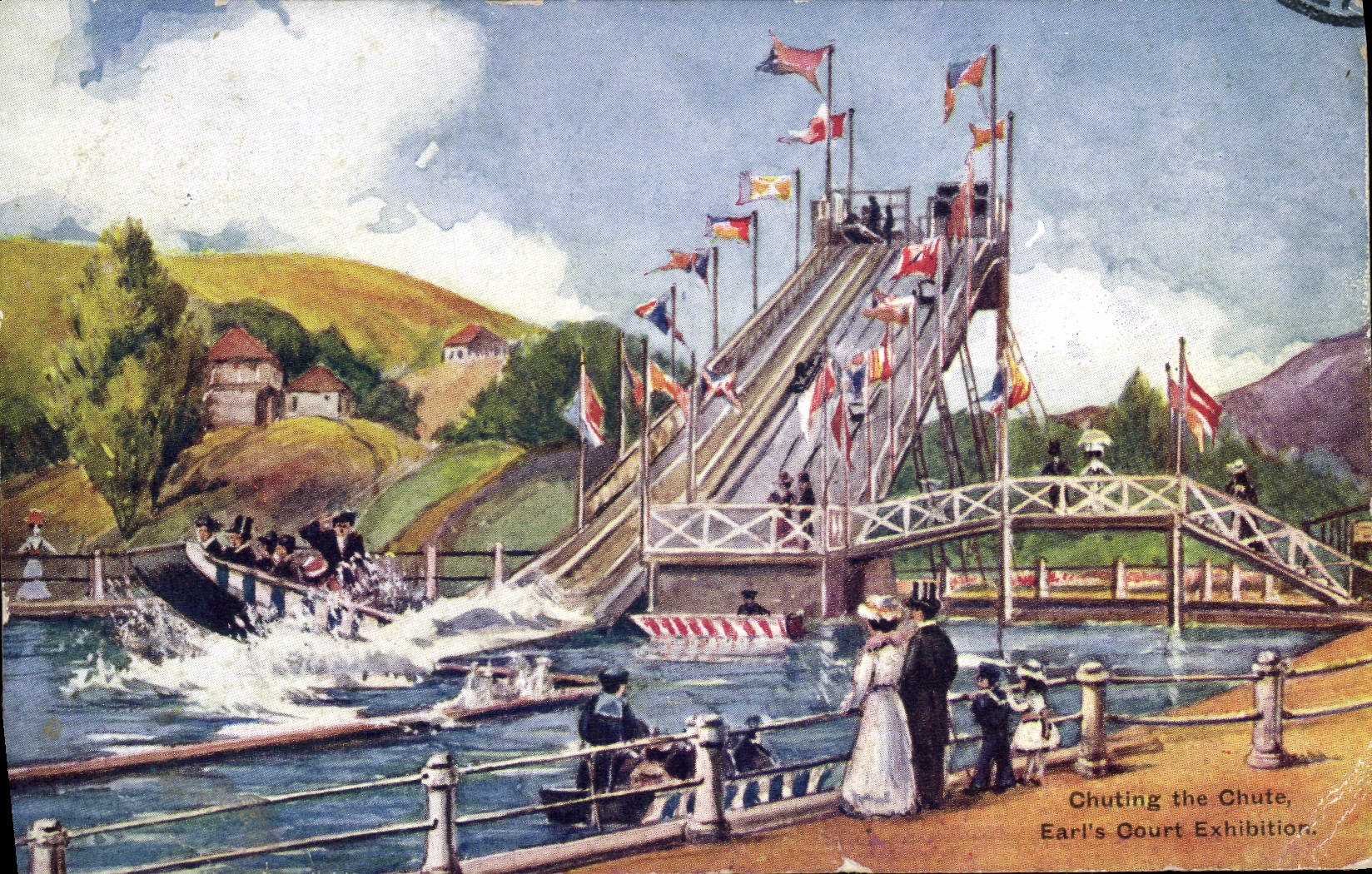CPA Fete Foraine Chuting the chute Earl's Court Exhibition