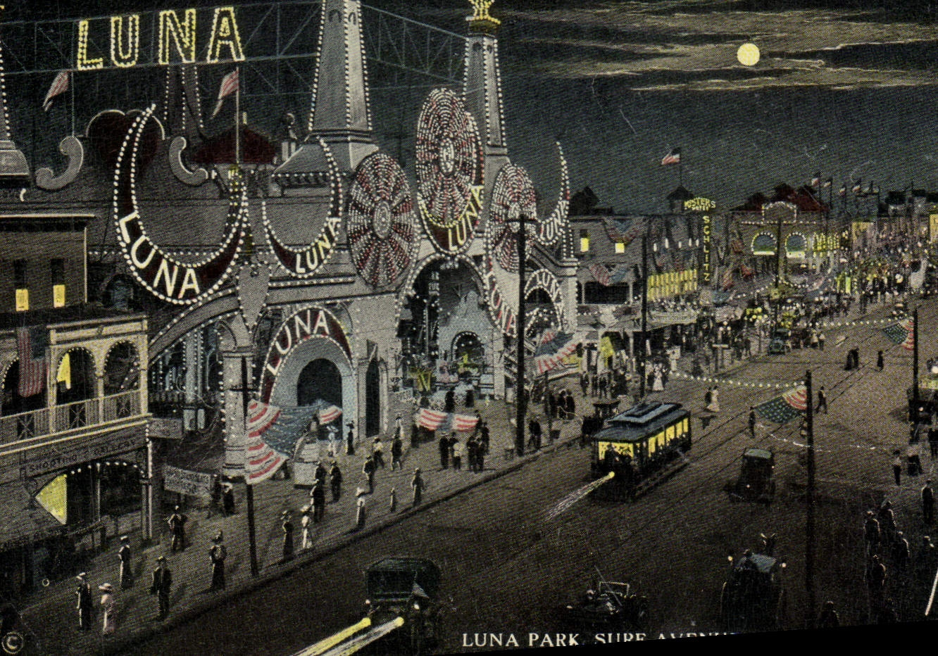 Luna Park, Surf Avenue — nuit — H.F. & Son, N.Y.