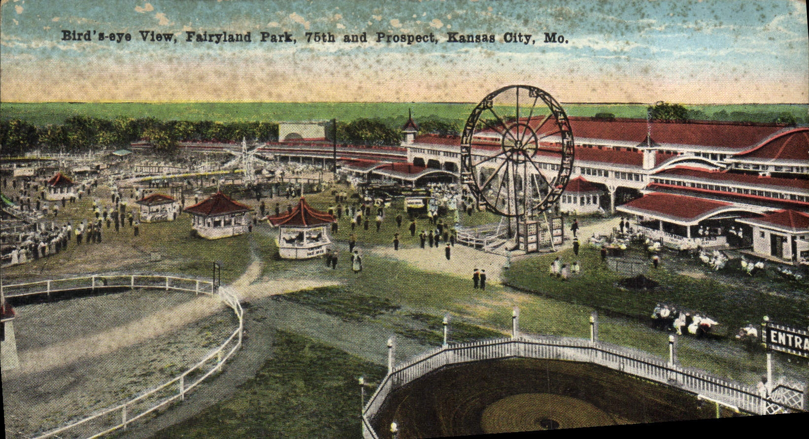 CPA Fete Foraine Bird's eye view Fairyland park 75th and prospect Kansas City Mo 
