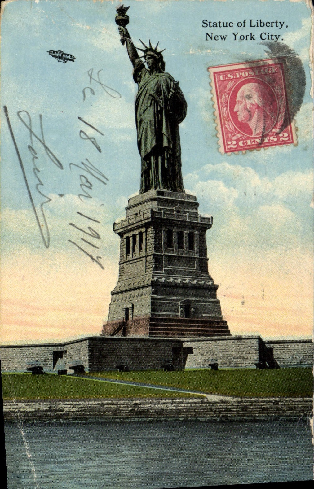 CPA Statue de la Liberte Statue of Liberty New York City Avion